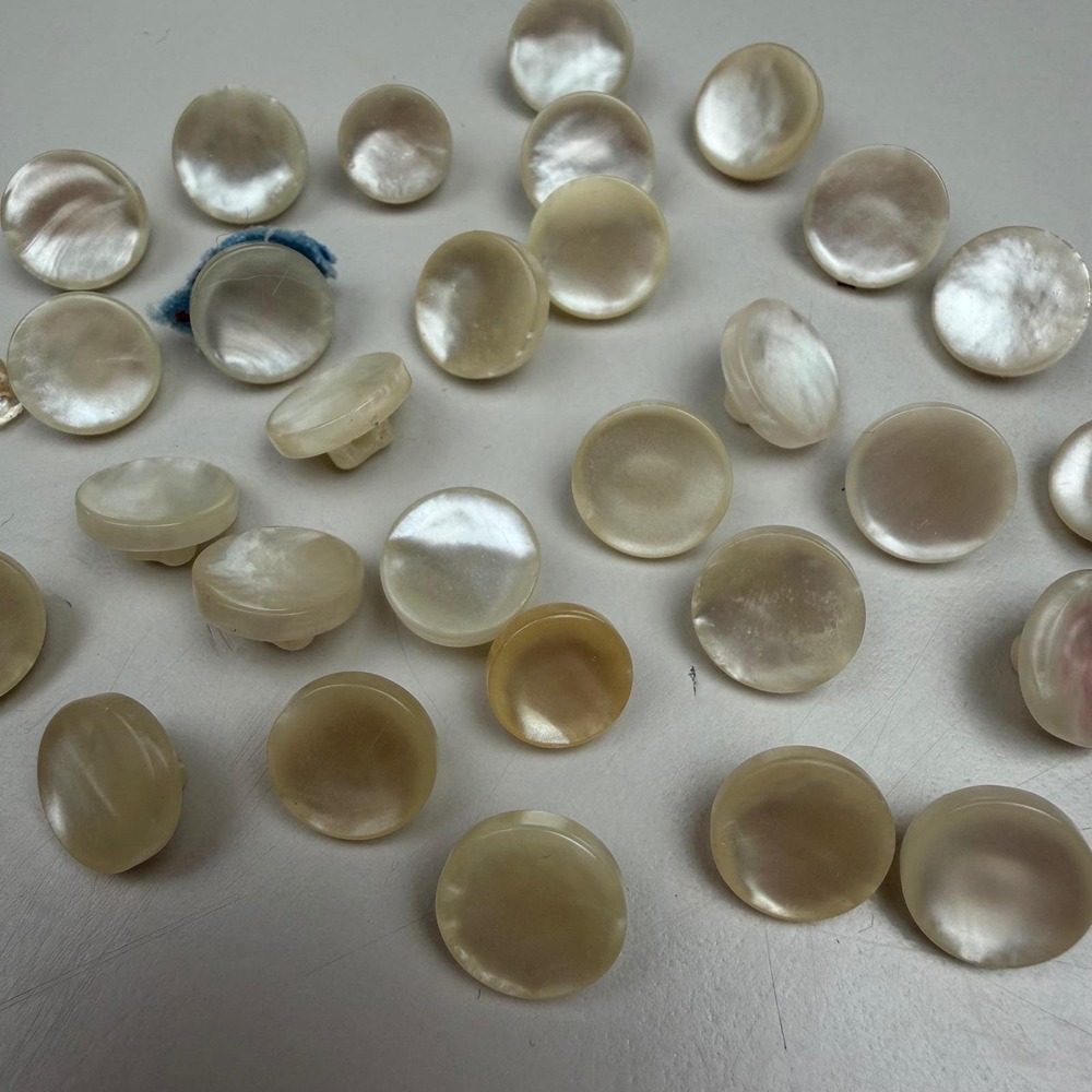 Vintage Iridescent White Shank Button 30 Lt Cottagecore Haberdashery Grandmacore